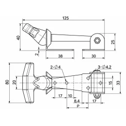 Гибкий виброгасящий фиксатор с Т-образной ручкой, код DKA126-125