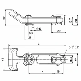 Чертёж резинового натяжного фиксатора 108 мм DK610-108 с размерами